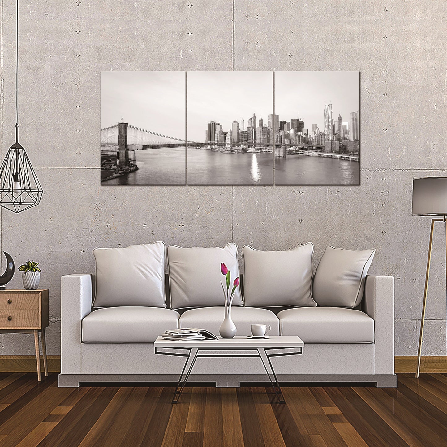 New York Bridge Black and White Acrylic Picture 79"