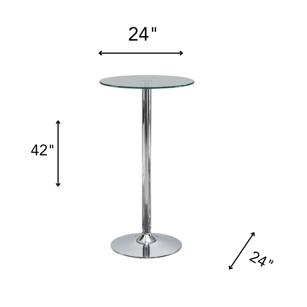 ABILINE Glass Top Round Bar Table Chrome