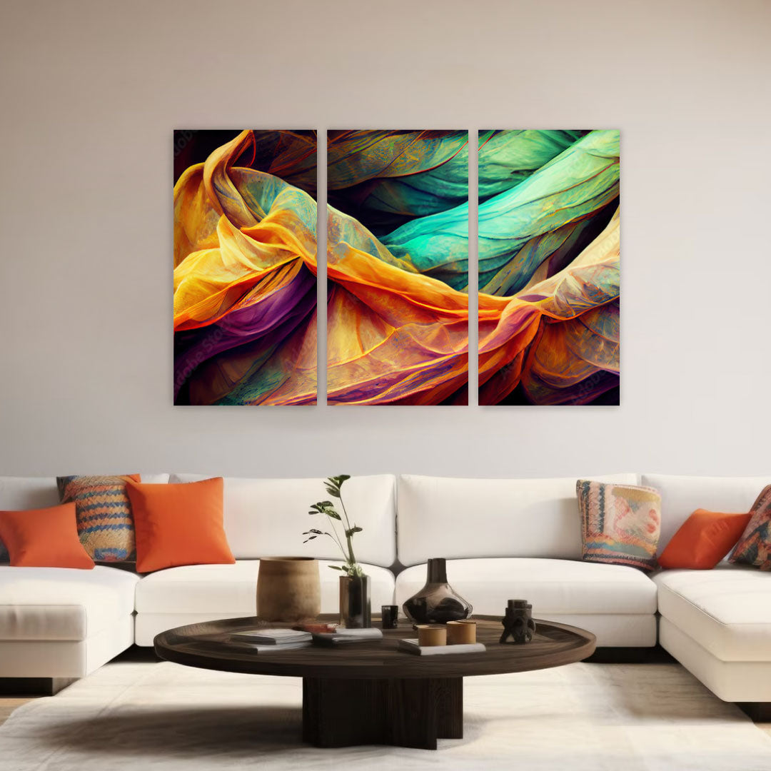 NC-100 Set of Three Abstract And Swirling Texture With Vatious Color Design Modern Wall Art Acrylic or Tempered Glass Prints