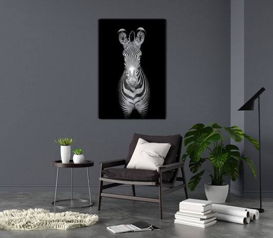 NC-38 Grevy Zebra Mono Close-Up of  Lowering Head Modern Wall Art Acrylic or Tempered Glass Prints