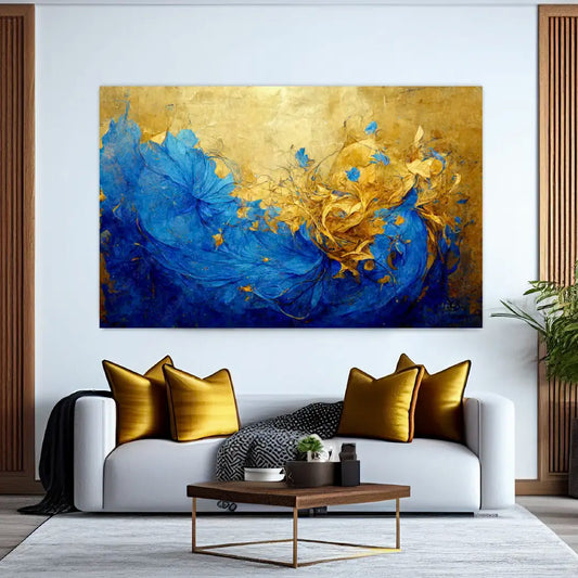 NC-71 Blue And Yellow Abstract Flower Illustration Wall Art Acrylic Prints Fashionable Pictures For Office Living Room or Bedroom Decor