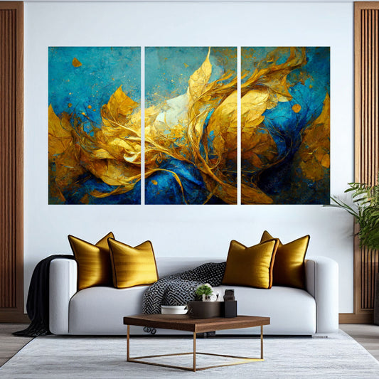 NC-73 Triptych Beautiful Modern Abstract Background With Waves Modern Wall Art Acrylic or Tempered Glass Prints