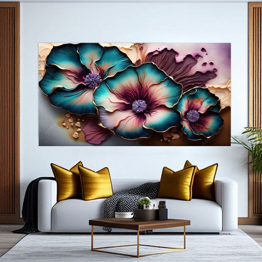 NC-87 Bright Seamless With Flowers Orchid, Petunia Watercolor illustration Modern Wall Art Acrylic or Tempered Glass Prints