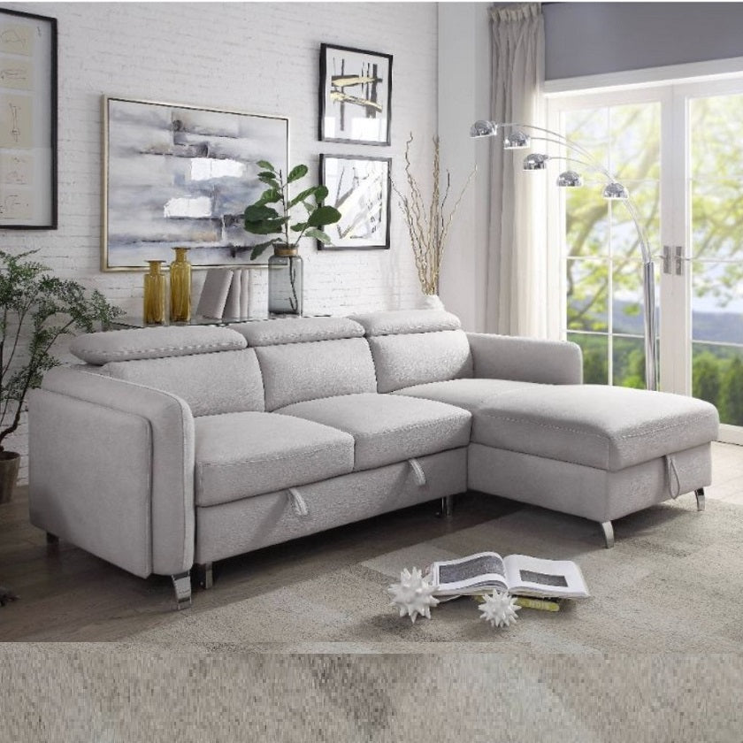 REYES Beige Nubuck Sectional and Sofa Bed