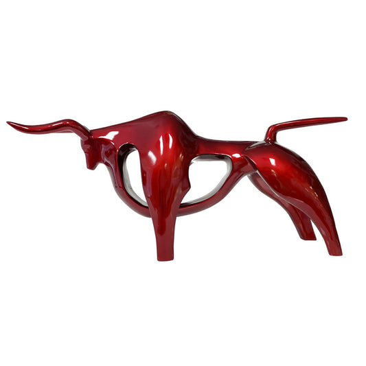 RESIN SHINY RED BULL SCULPTURE WITH PU PAINTING