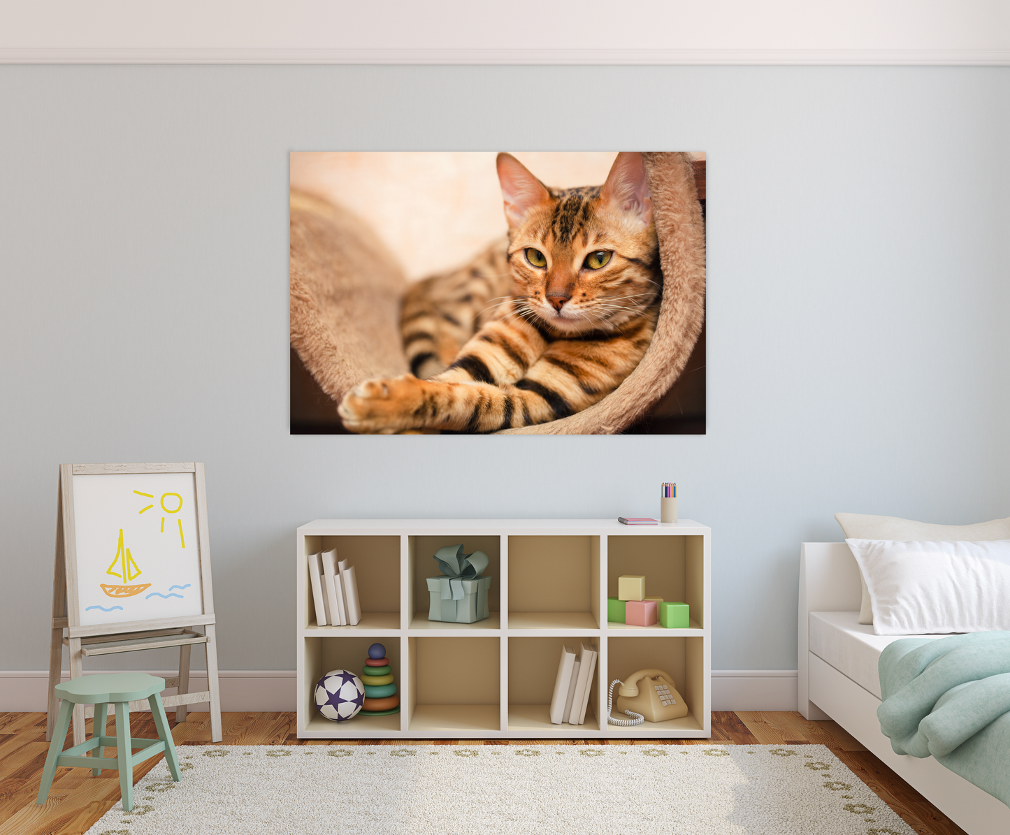 NC-53 Portrait of a beautiful young Bengal cat, Wall Art Acrylic Prints Fashionable Pictures For Office Living Room or Bedroom Decor - 47"x32", Acrylic