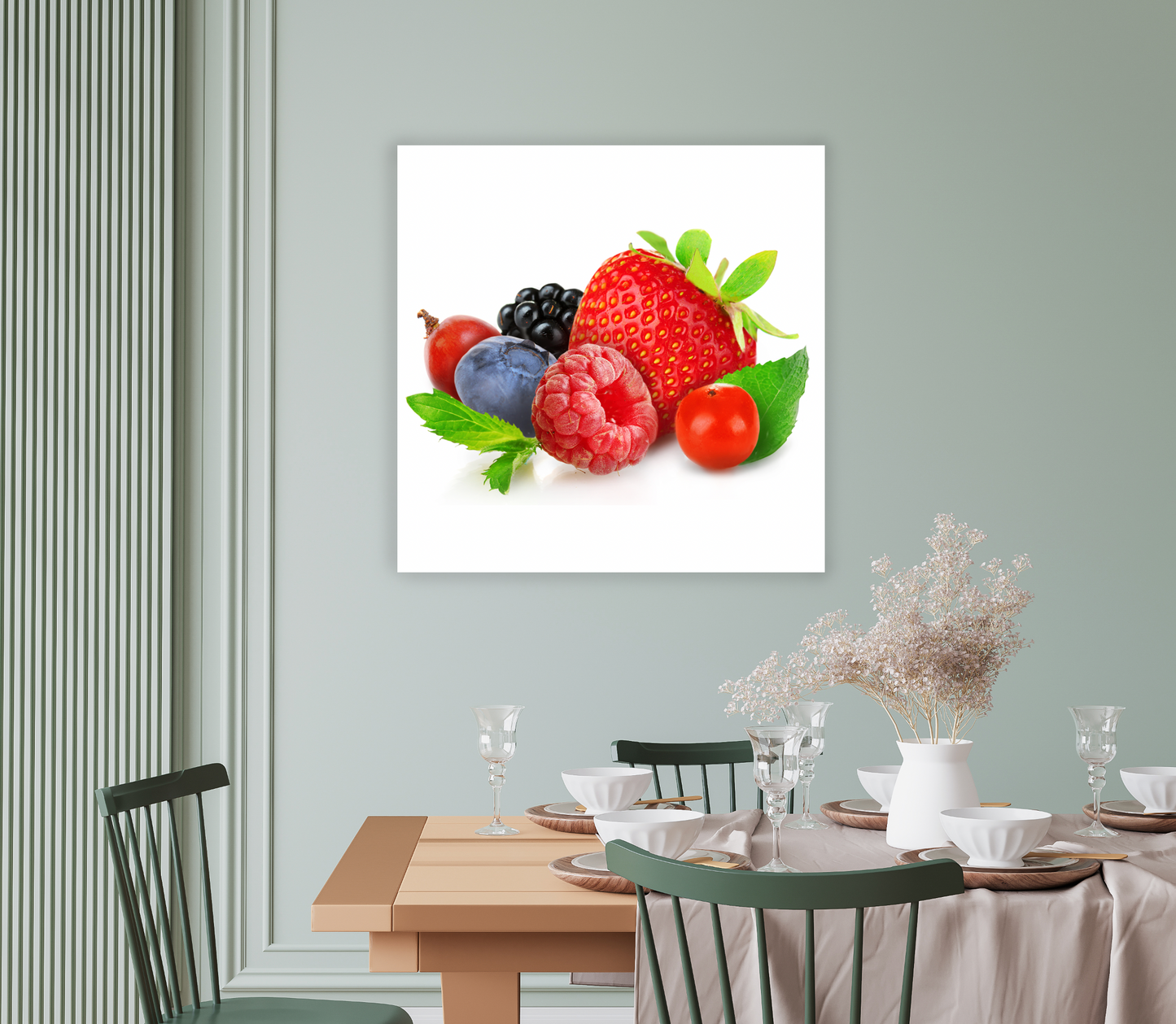 NC-59 Delicious Berry Mix Isolated On White Background Wall Art Acrylic or Tempered Glass Prints - Tempered Glass, 24"X24"