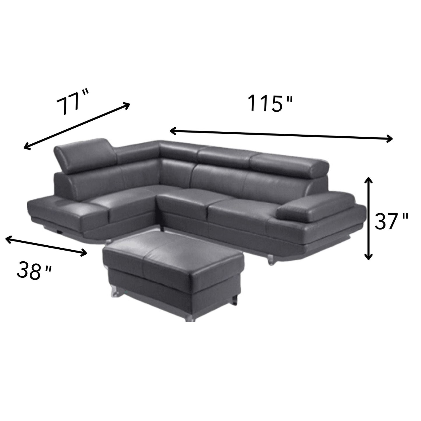 EXCEL Modern Sectional Grey Left Chaise