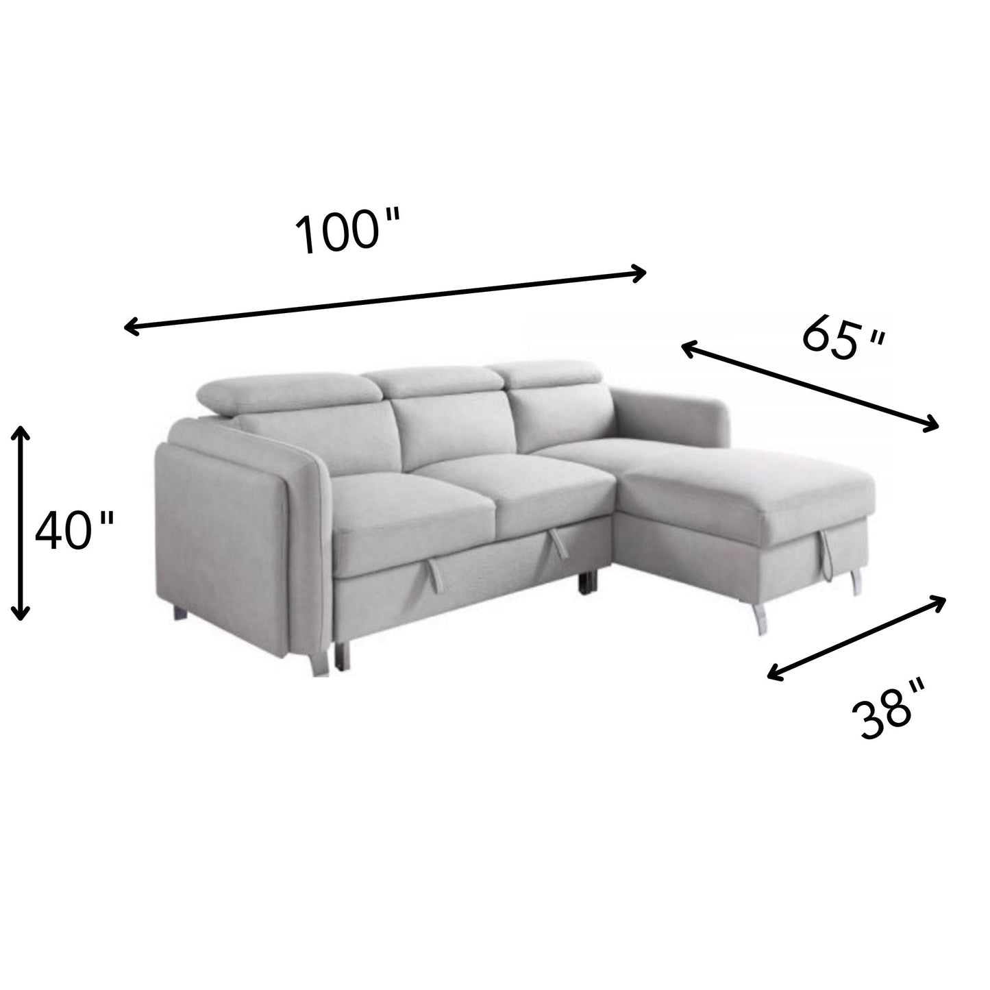 REYES Beige Nubuck Sectional and Sofa Bed