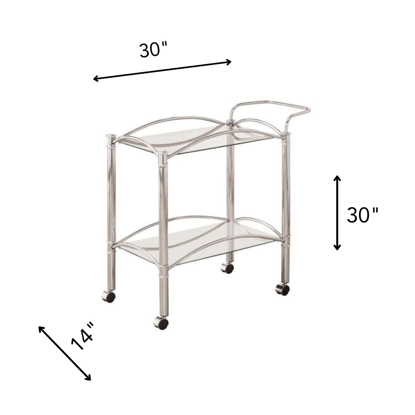 Bar Cart with Mirror Shelf