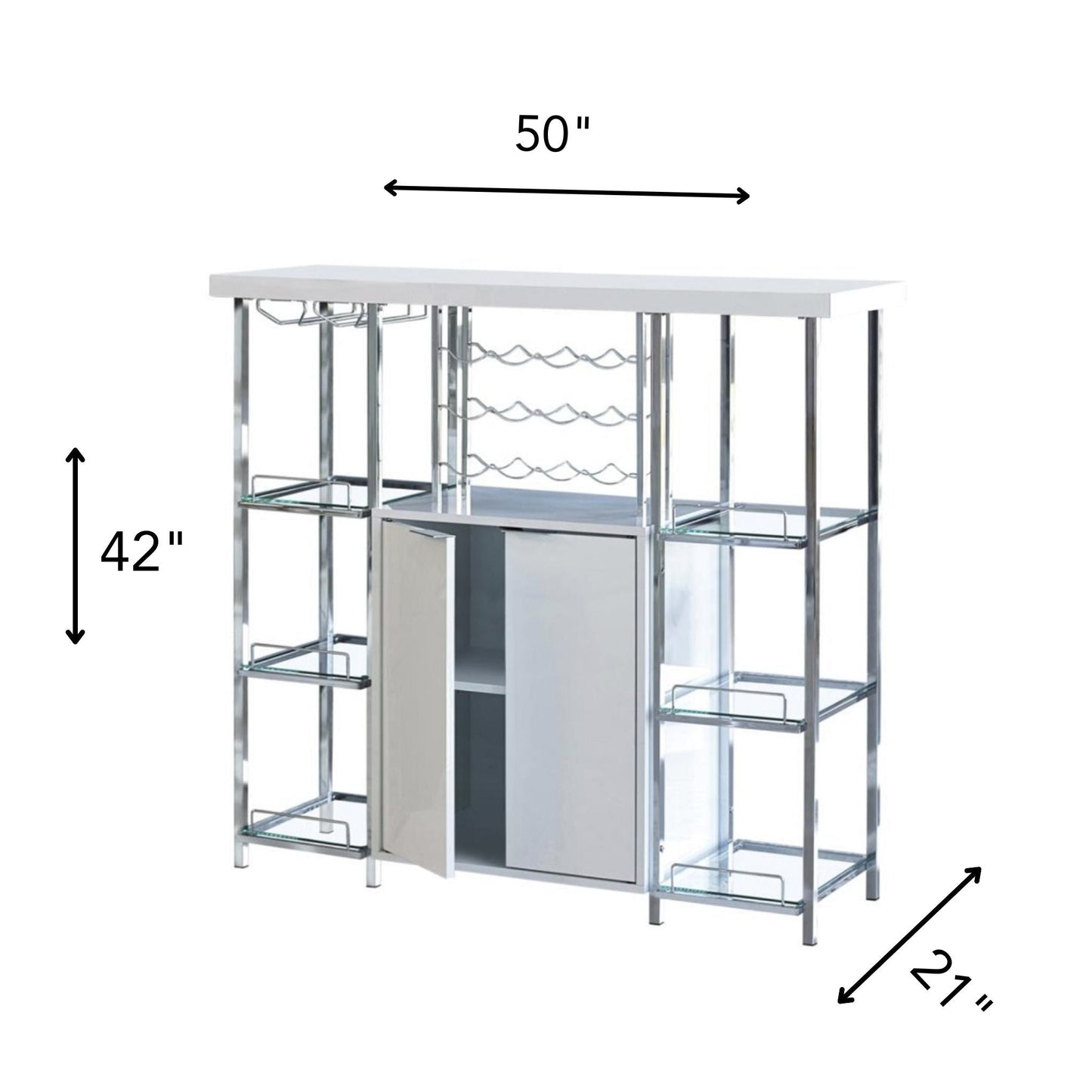 Glossy White Bar Cabinet