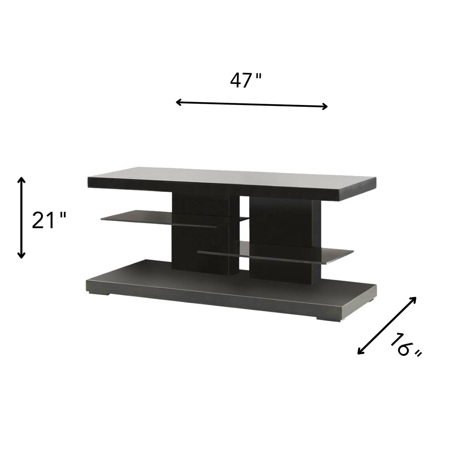 MATTEO 2-shelf TV Console Glossy Black