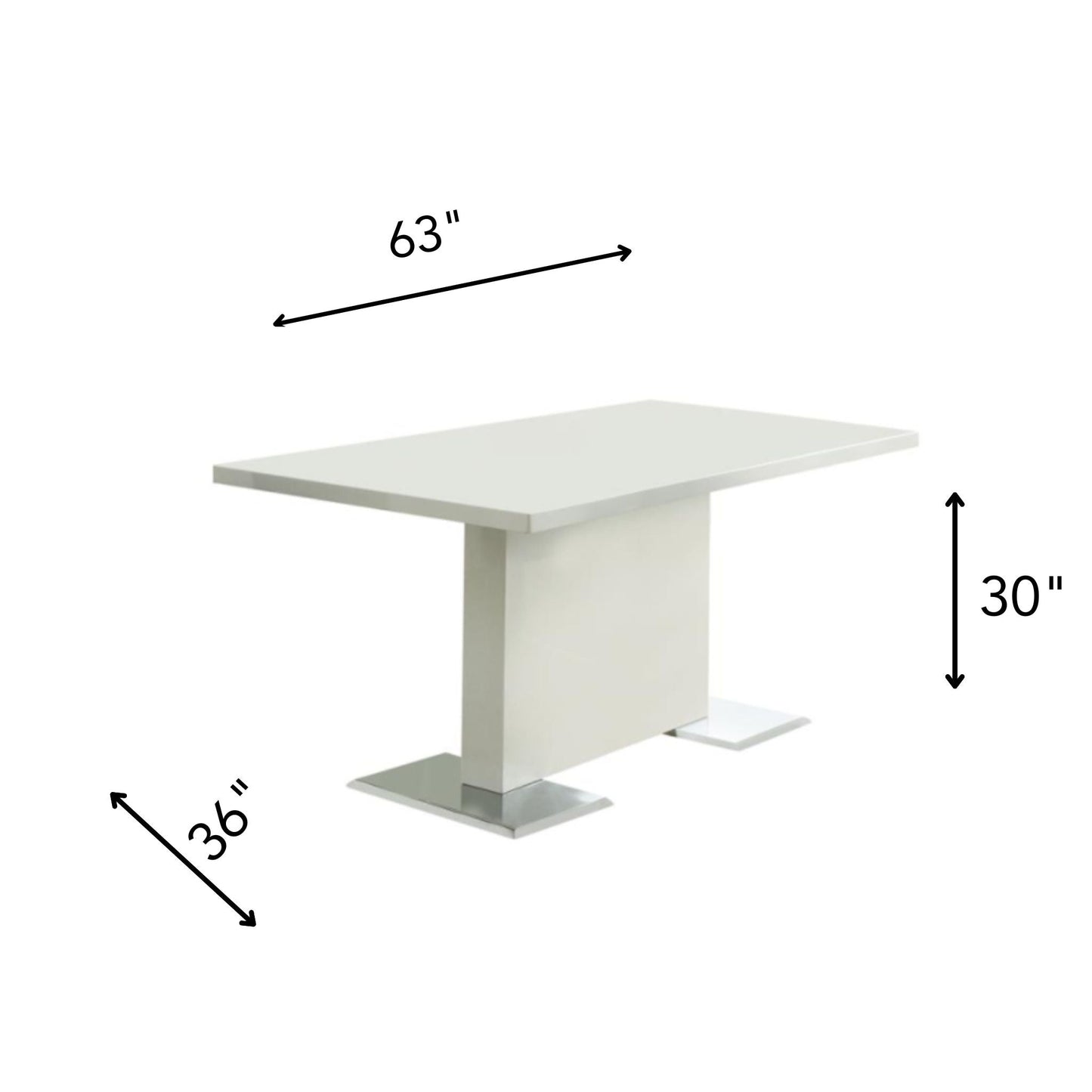 ANGES Glossy White Dining Table