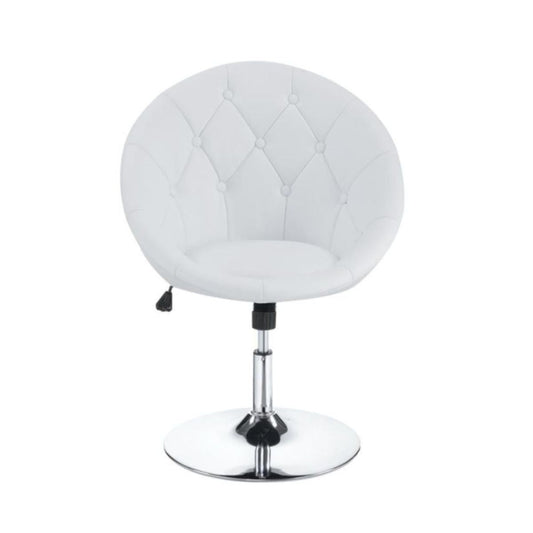 Round Tufted Swivel Chair White