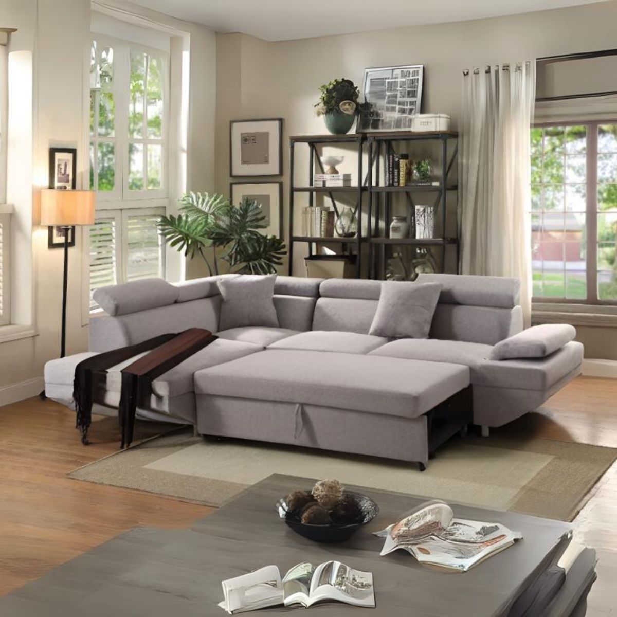 JEMIMA Light Gray Sleeper Sectional