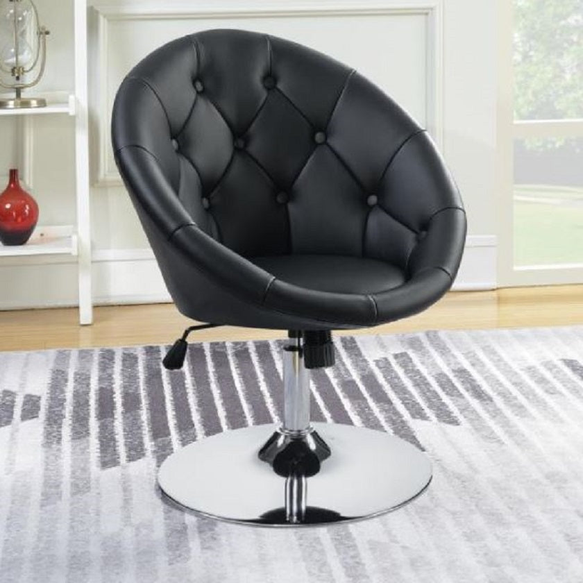 Round Tufted Swivel Chair Black