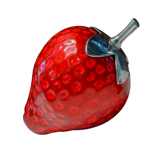 Strawberry Sculpture Red with Aluminum Leaf