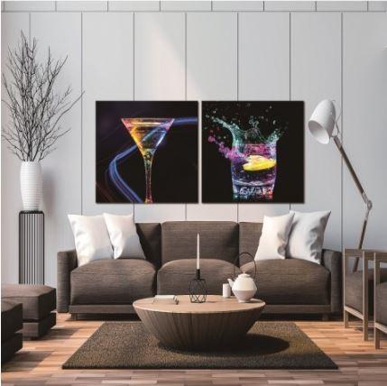 Neon Lights Drinks tempered Glass Print