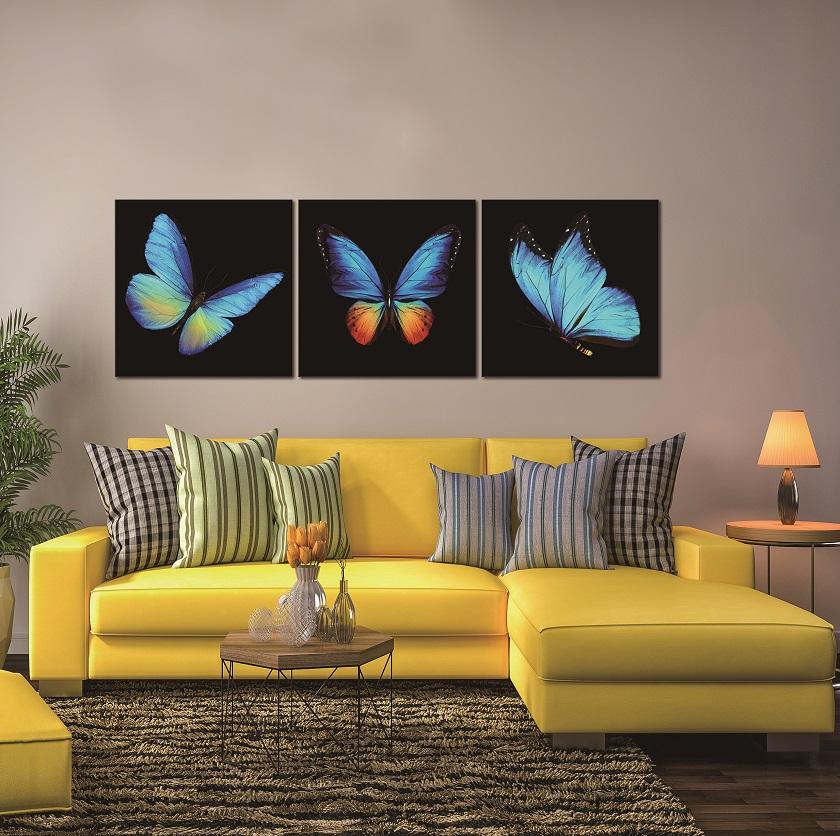 Blue Butterflies Tempered Glass Picture