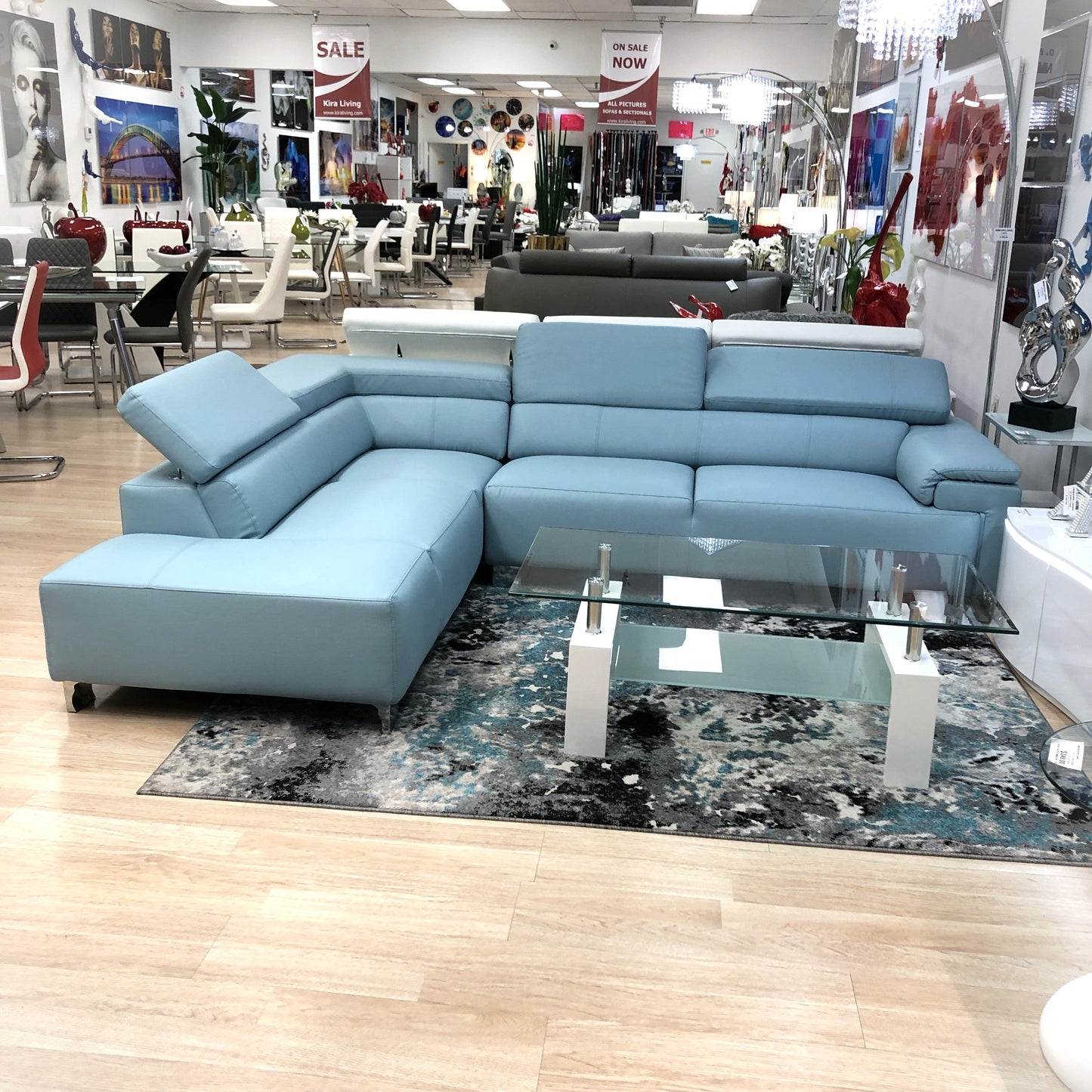 VERONA Modern Sectional Turquoise Left Chaise