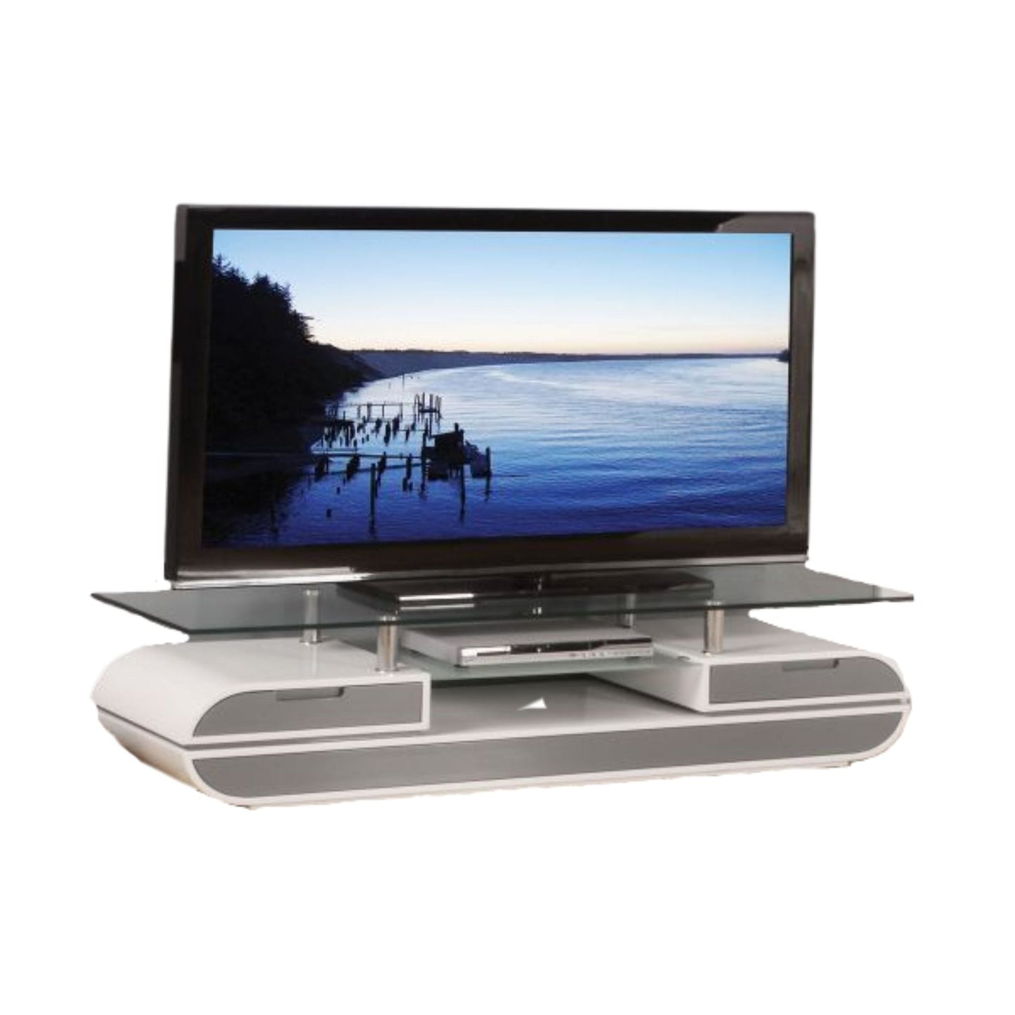 LAINEY Tv Stand Glossy White and Grey