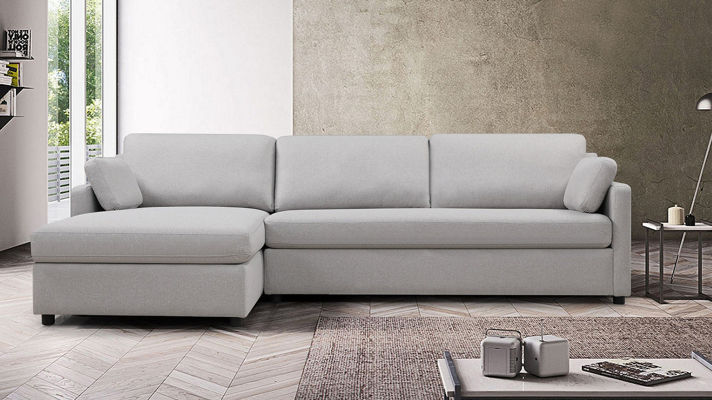 LUXE Left Upholstered Sectional Light Grey